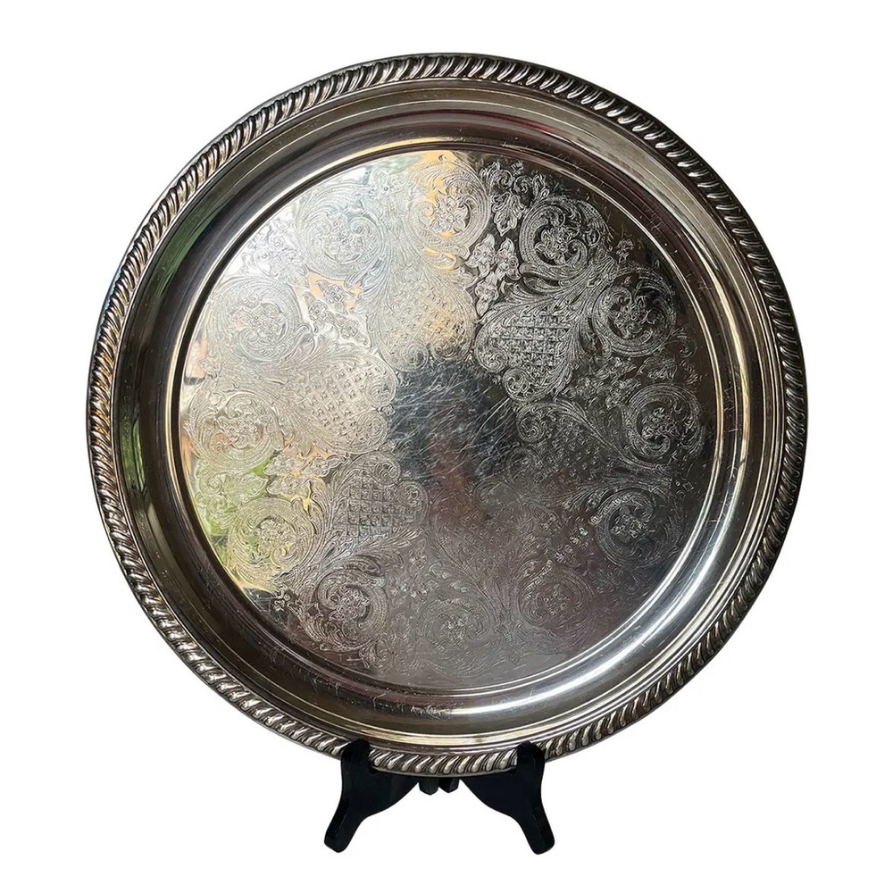 Gorham Newport Silverplate Anchor Emblem  15”
Round Tray Marked P626